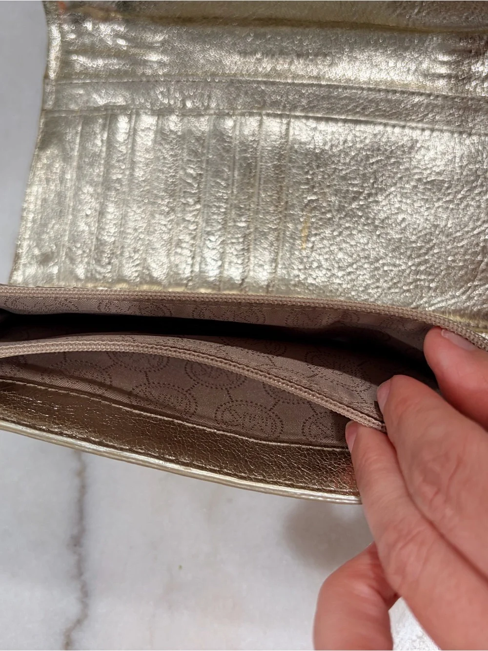 Michael Kors gold Metallic Leather Wallet Clutch